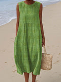 Aikaterini |  Elegant Sleeveless Cotton Dress with Pockets