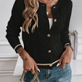Femmy | Women's Cropped Cable Knit Button Up Cardigan