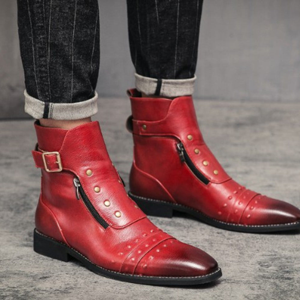 Finnian | Men's Dress Boots Leather Zip Up Cap Toe Ankle 2