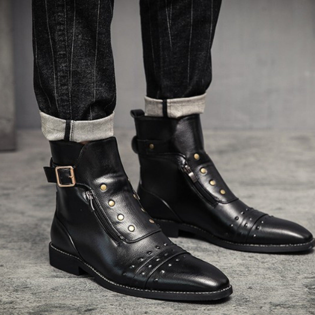 Finnian | Men's Dress Boots Leather Zip Up Cap Toe Ankle 3