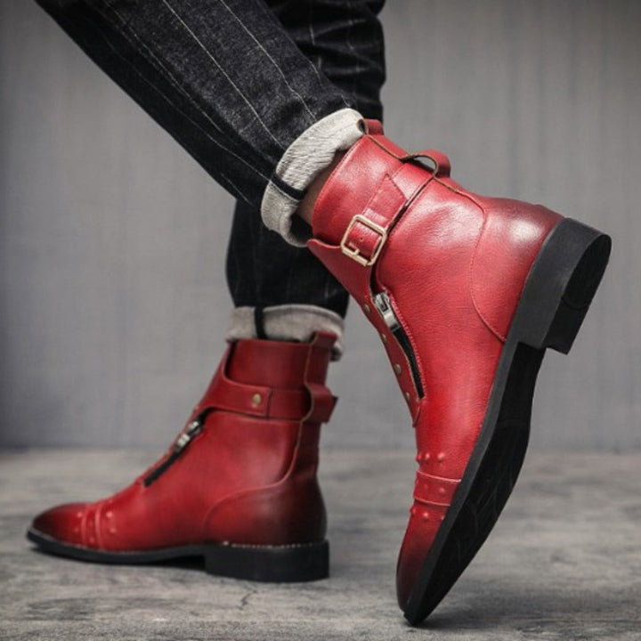 Finnian | Men's Dress Boots Leather Zip Up Cap Toe Ankle 4