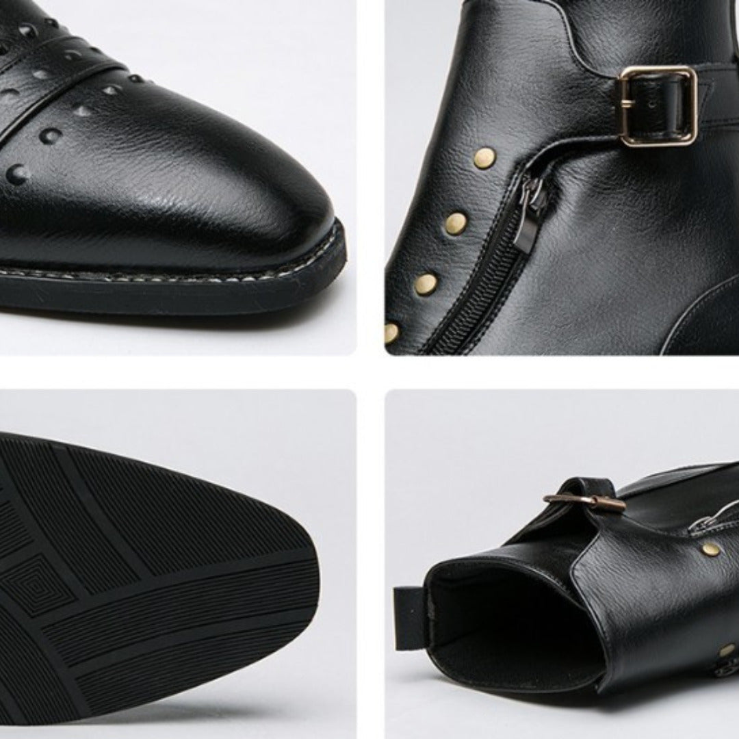 Finnian | Men's Dress Boots Leather Zip Up Cap Toe Ankle 5