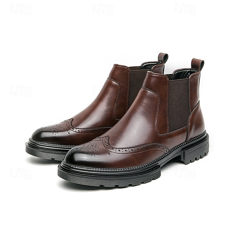 Frans | Men's Wingtip Leather Chelsea Dress Boots 1
