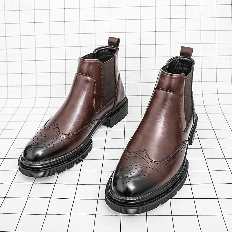 Frans | Men's Wingtip Leather Chelsea Dress Boots 10