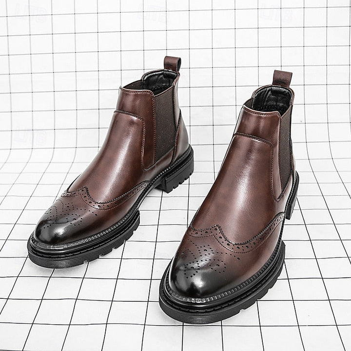 Frans | Men's Wingtip Leather Chelsea Dress Boots 10