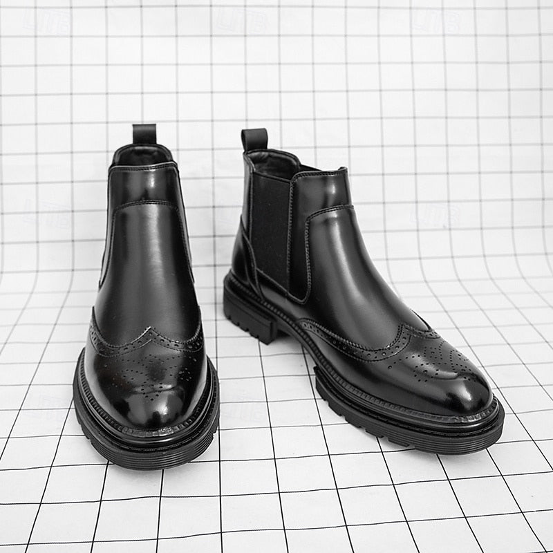 Frans | Men's Wingtip Leather Chelsea Dress Boots 2