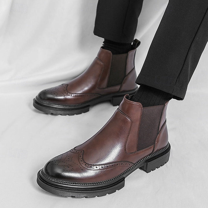 Frans | Men's Wingtip Leather Chelsea Dress Boots 4