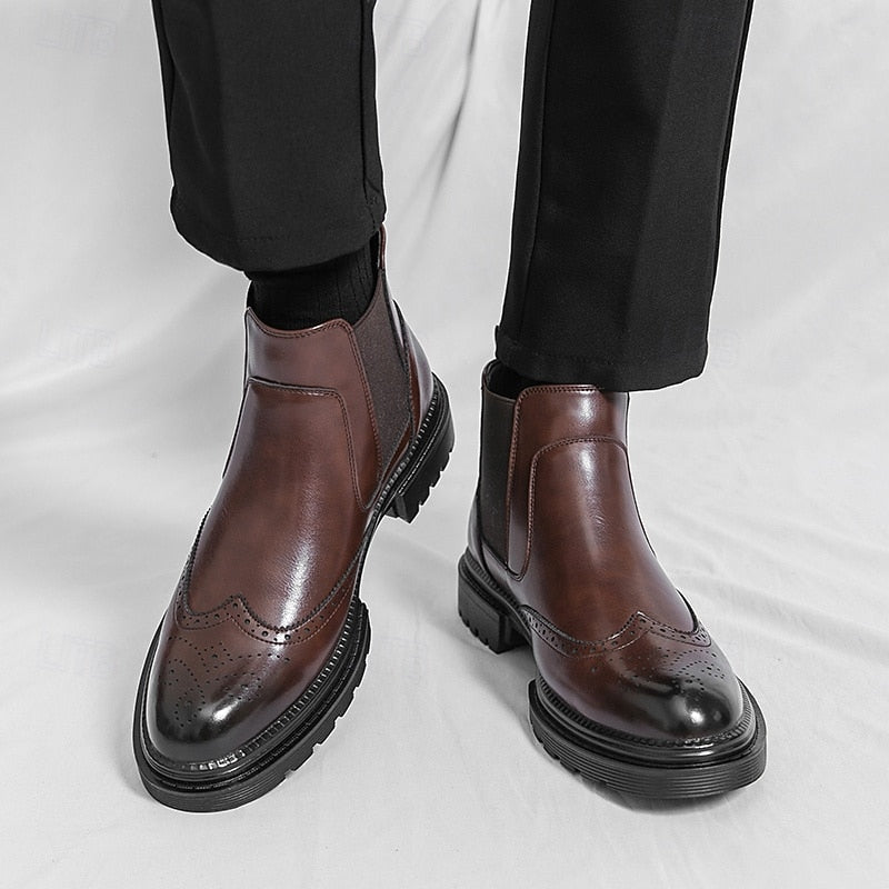 Frans | Men's Wingtip Leather Chelsea Dress Boots 5