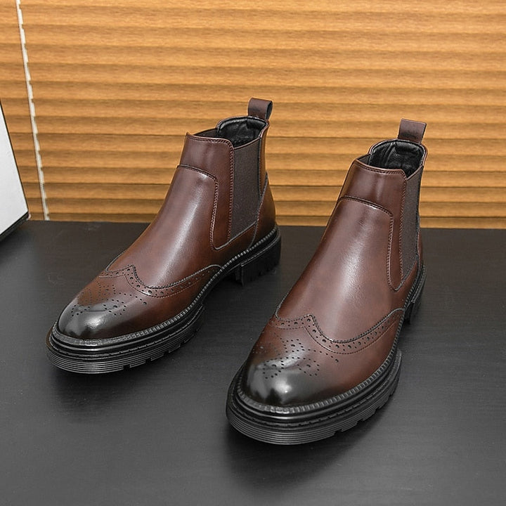 Frans | Men's Wingtip Leather Chelsea Dress Boots 6