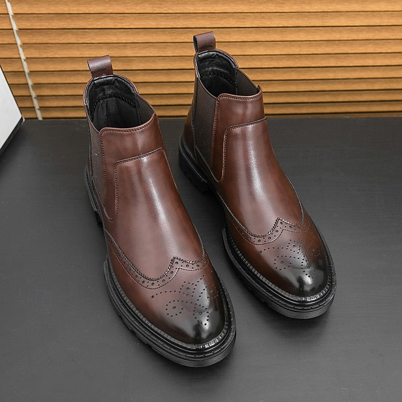 Frans | Men's Wingtip Leather Chelsea Dress Boots 7