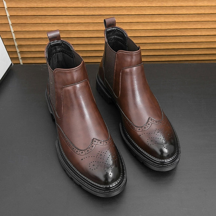 Frans | Men's Wingtip Leather Chelsea Dress Boots 7