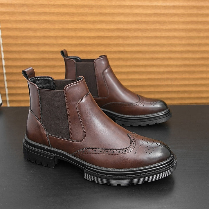 Frans | Men's Wingtip Leather Chelsea Dress Boots 8