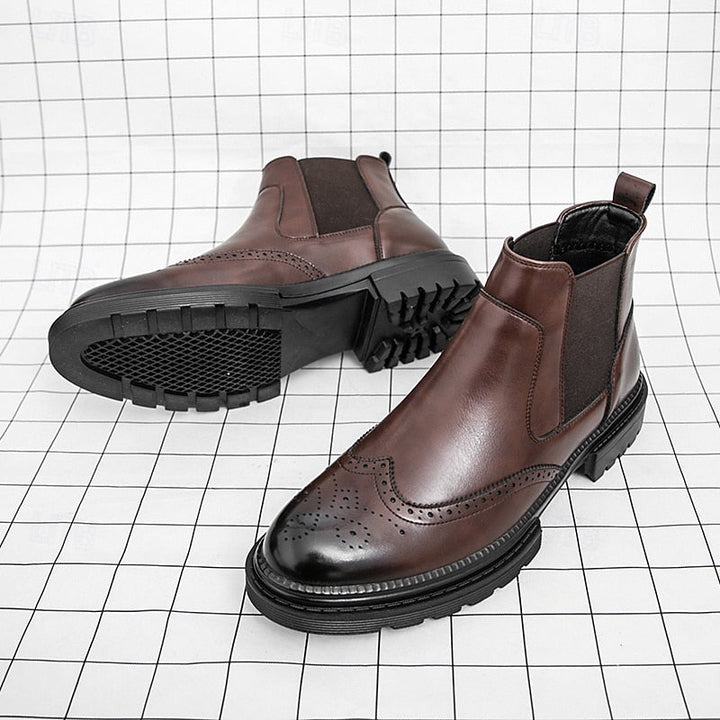 Frans | Men's Wingtip Leather Chelsea Dress Boots 9