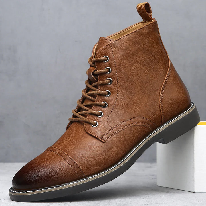 Garrett | Men's Leather Boots Work Lace Up Cap Toe Casual 1