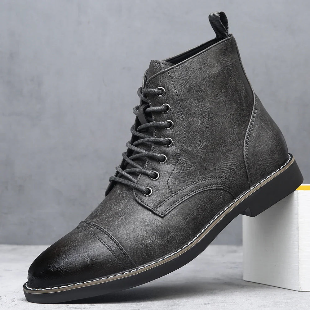 Garrett | Men's Leather Boots Work Lace Up Cap Toe Casual 2
