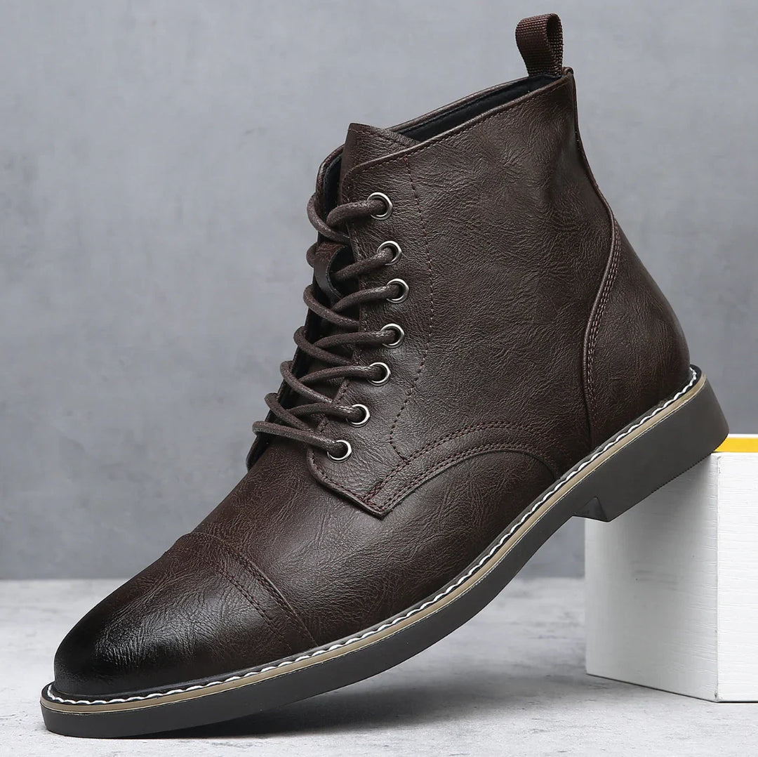 Garrett | Men's Leather Boots Work Lace Up Cap Toe Casual 4