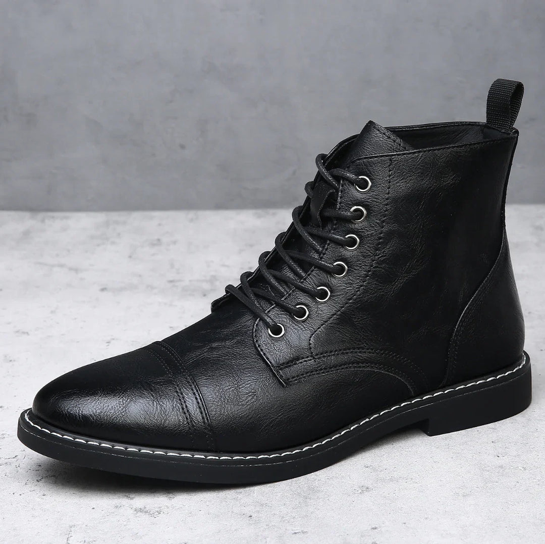 Garrett | Men's Leather Boots Work Lace Up Cap Toe Casual 6