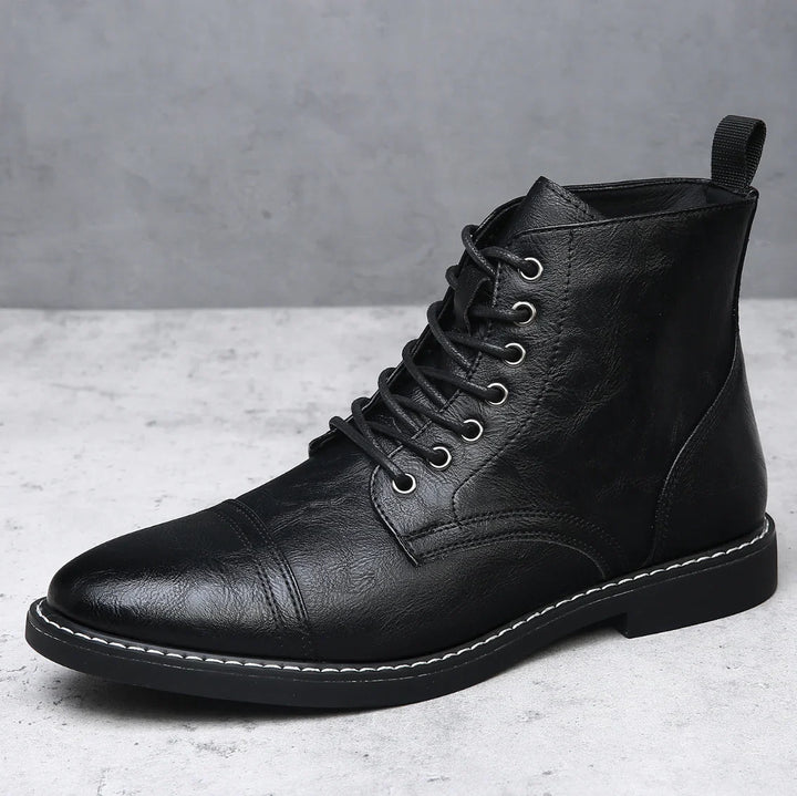 Garrett | Men's Leather Boots Work Lace Up Cap Toe Casual 6