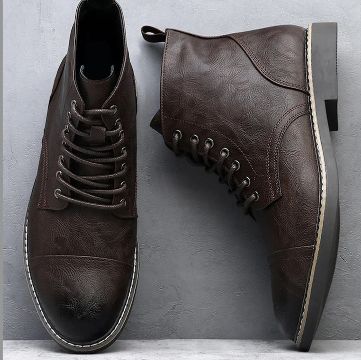Garrett | Men's Leather Boots Work Lace Up Cap Toe Casual 7
