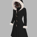 Geertruida | Women's Fur Trim Hooded Toggle Swing Coat