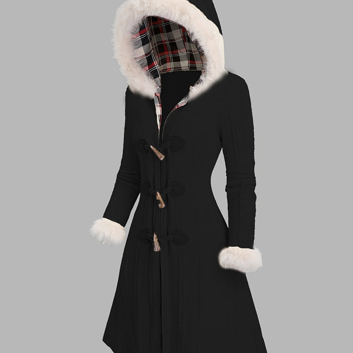 Geertruida | Women's Fur Trim Hooded Toggle Swing Coat 1