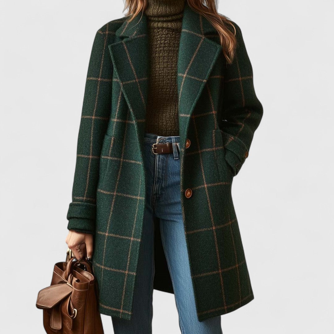 Geesje | Women's Plaid Coat Single Breasted Fall 1