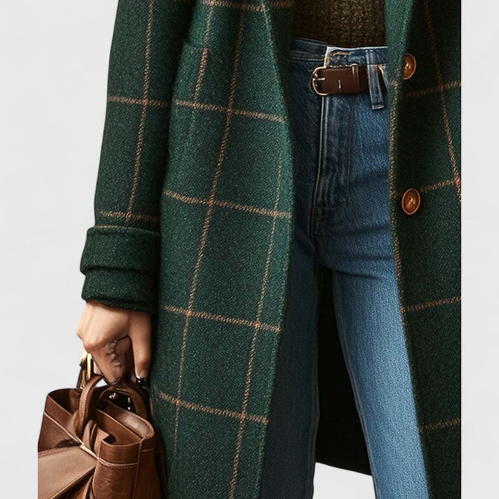 Geesje | Women's Plaid Coat Single Breasted Fall 3