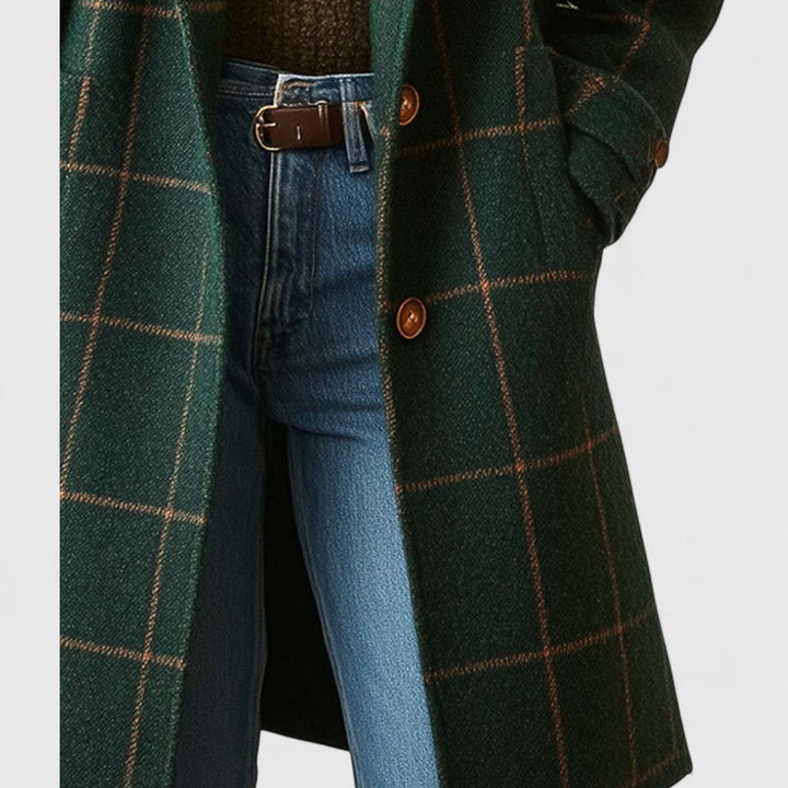 Geesje | Women's Plaid Coat Single Breasted Fall 4