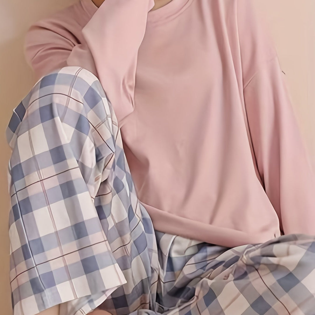 Genevieve | Women's Plaid Pajamas Set Long Sleeve 1