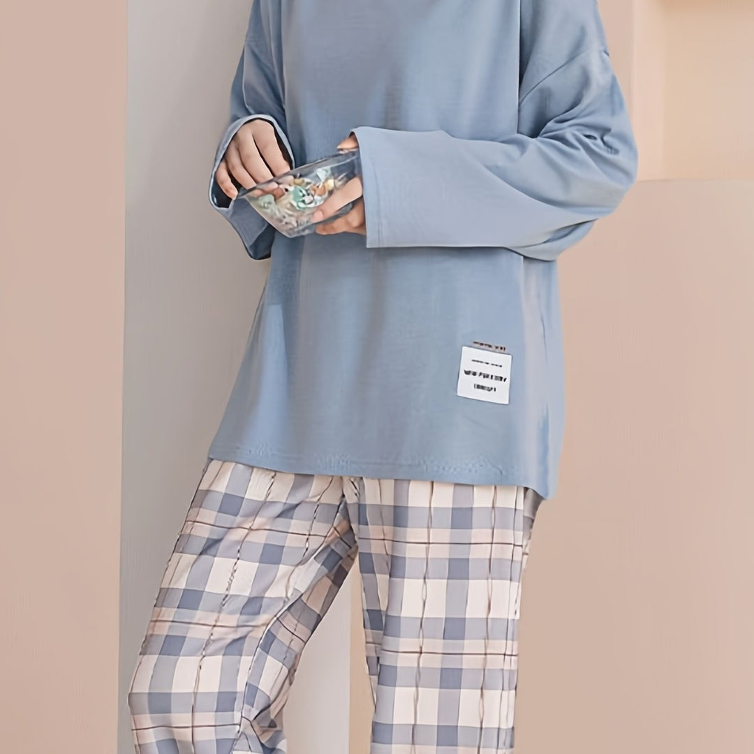 Genevieve | Women's Plaid Pajamas Set Long Sleeve 2