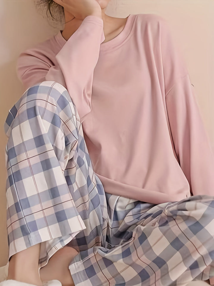 Genevieve | Women's Plaid Pajamas Set Long Sleeve 3