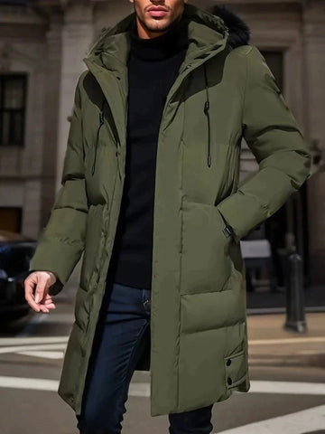 Gijs | Men's Long Puffer Coat Hooded Quilted Winter 3