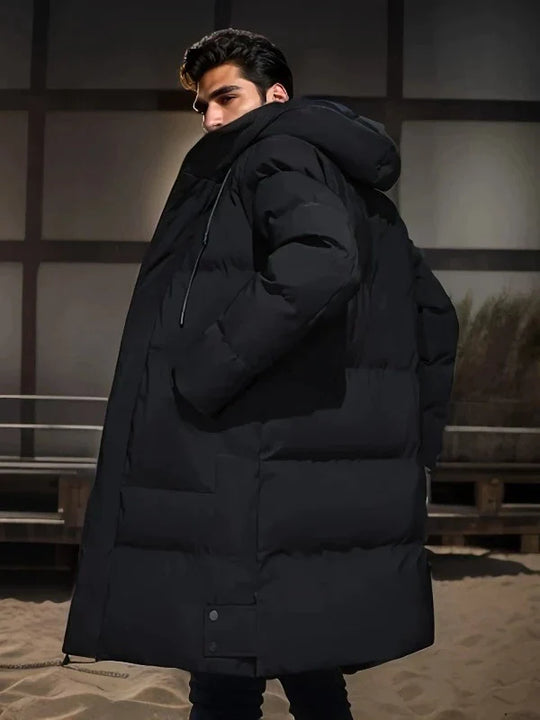 Gijs | Men's Long Puffer Coat Hooded Quilted Winter 4