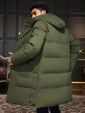 Gijs | Men's Long Puffer Coat Hooded Quilted Winter 5