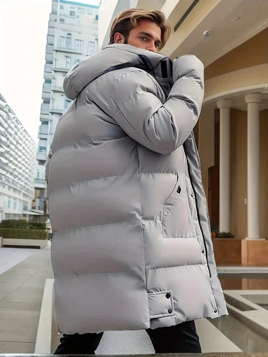 Gijs | Men's Long Puffer Coat Hooded Quilted Winter 6