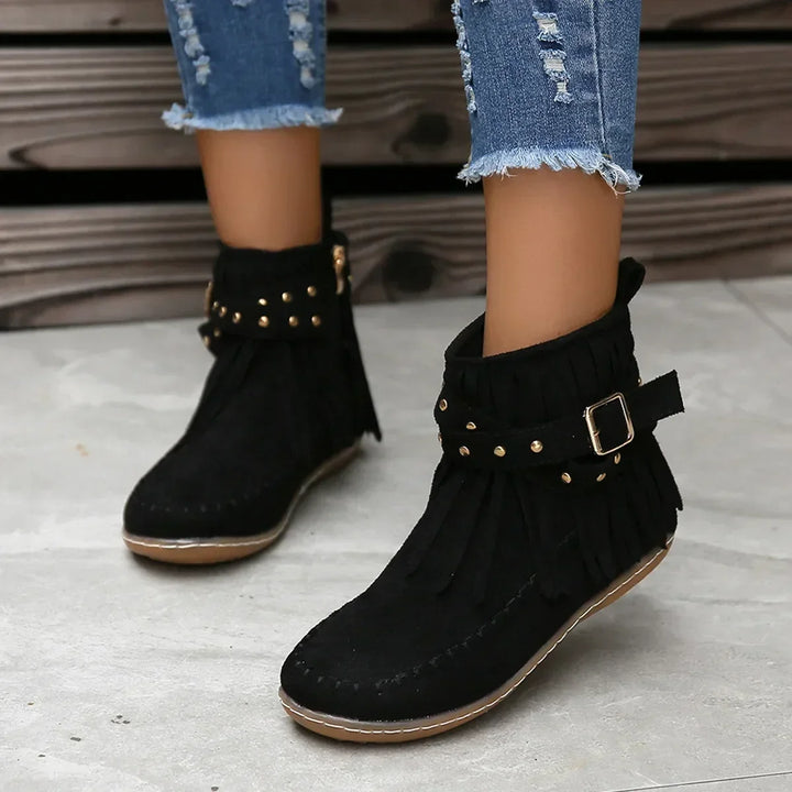 Gonneke | Women's Boho Fringe Suede Ankle Boots 2