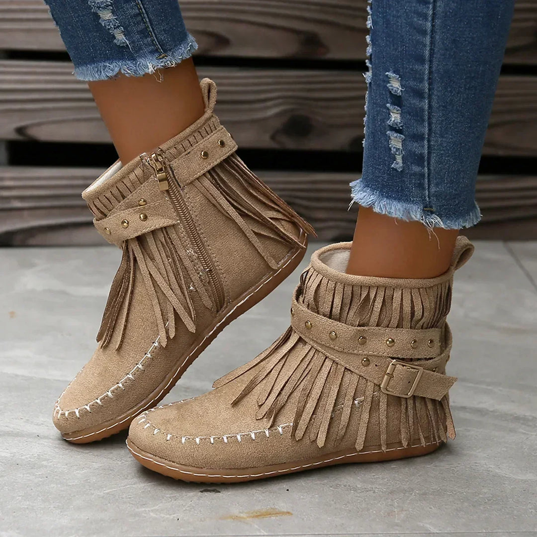 Gonneke | Women's Boho Fringe Suede Ankle Boots 5