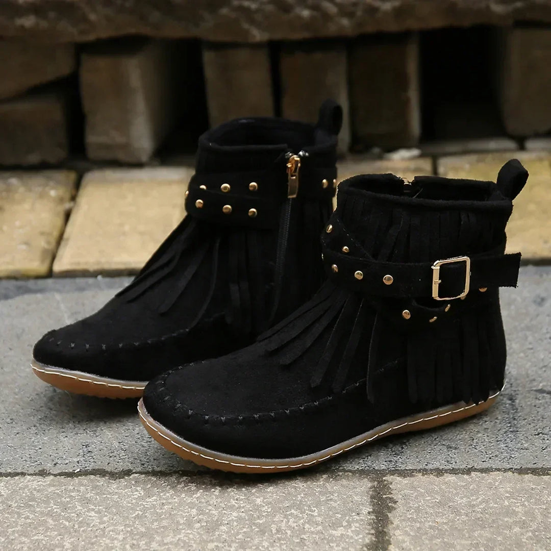 Gonneke | Women's Boho Fringe Suede Ankle Boots 6