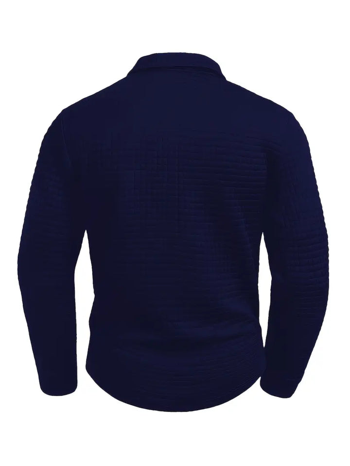 Men's Long Sleeve Waffle Polo Shirt – Detail View