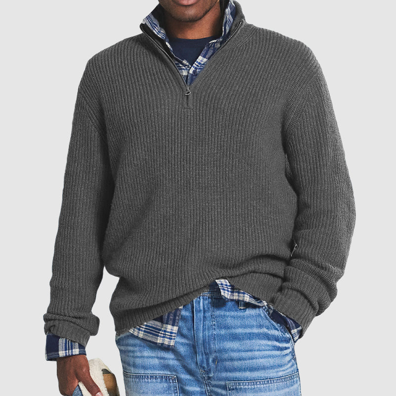 Grayson - Ribbed Quarter-Zip Knit Sweater 1