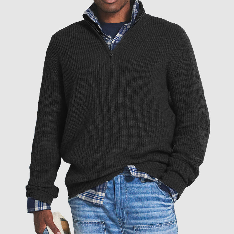 Grayson - Ribbed Quarter-Zip Knit Sweater 2