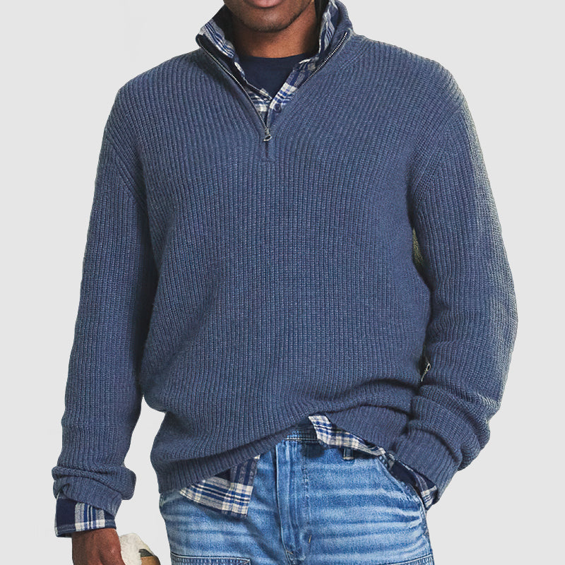 Grayson - Ribbed Quarter-Zip Knit Sweater 3