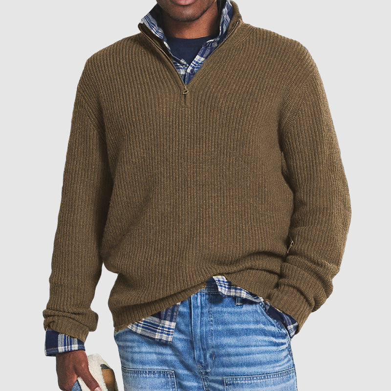 Grayson - Ribbed Quarter-Zip Knit Sweater 4