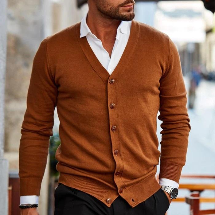 Gustav | Men's V Neck Cardigan Sweater Button Up Knit 2