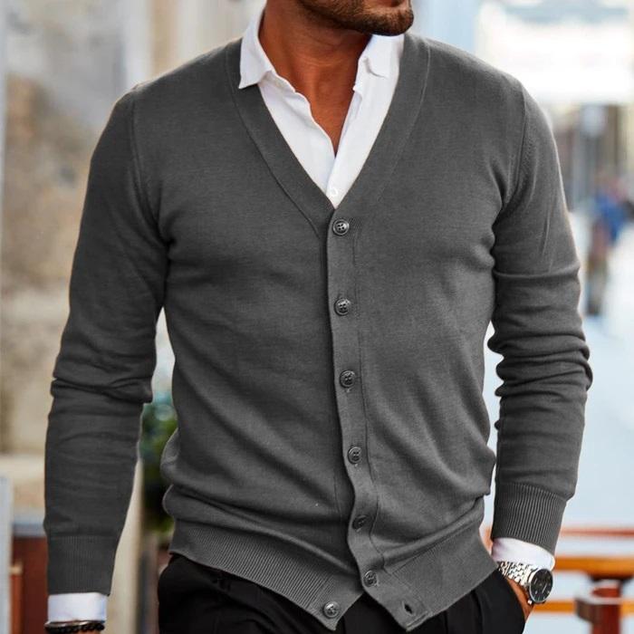 Gustav | Men's V Neck Cardigan Sweater Button Up Knit 4