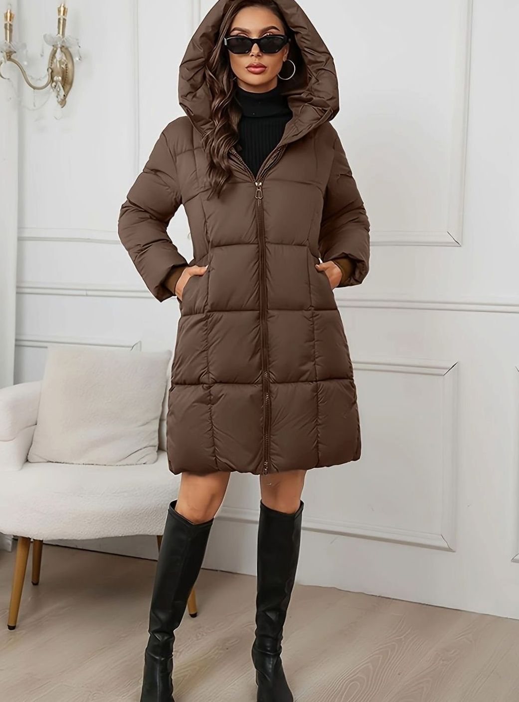 Hanna | Women's Long Puffer Coat Quilted Hooded Warm Winter 5