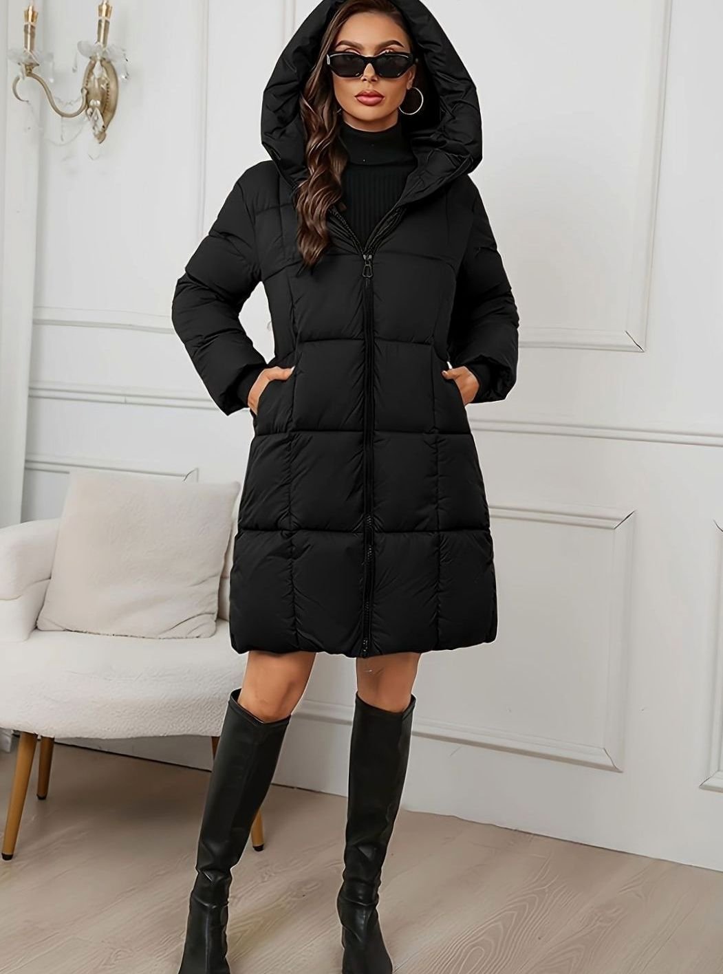 Hanna | Women's Long Puffer Coat Quilted Hooded Warm Winter 9