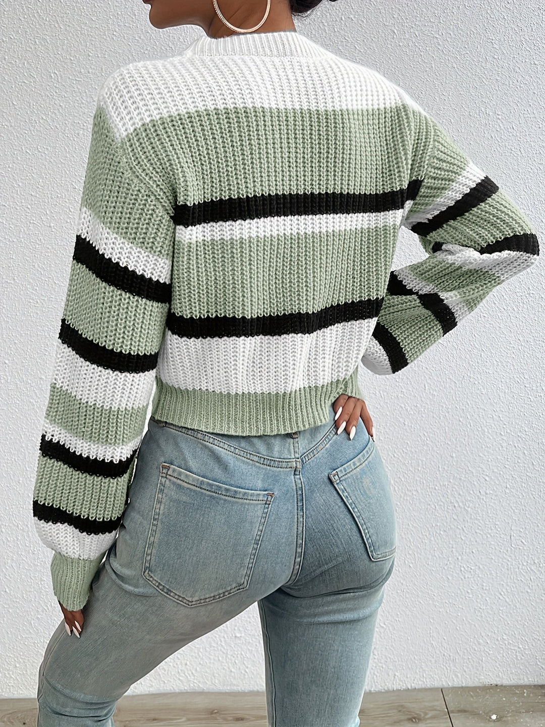 Hattie | Women's Striped Color Block Sweater Crew Neck 9