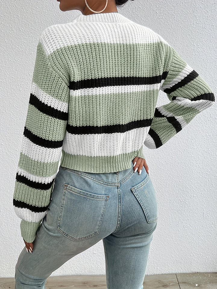 Hattie | Women's Striped Color Block Sweater Crew Neck 9