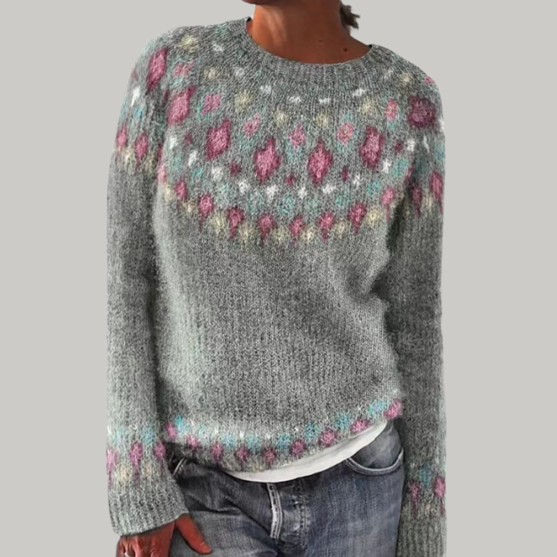 Hazel - Floral Fair Isle Knit Sweater 1